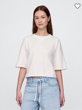 GAP Cream Boxy Crop Short Sleeve Top